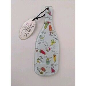 Tempered Glass Wine Bottle Shape Cutting Board Cheese Tray Sunshi Platter Server